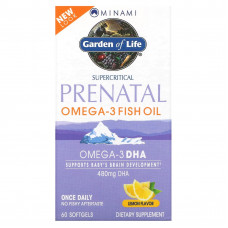 Minami Nutrition, Supercritical Prenatal, рыбий жир омега-3 со вкусом лимона, 60 мягких желатиновых капсул