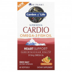 Minami Nutrition, Supercritical Cardio, рыбий жир с омега-3, апельсиновый вкус, 915 мг, 60 капсул