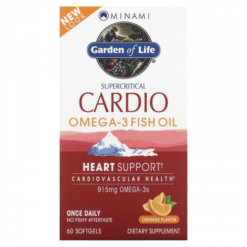Minami Nutrition, Supercritical Cardio, рыбий жир с омега-3, апельсиновый вкус, 915 мг, 60 капсул
