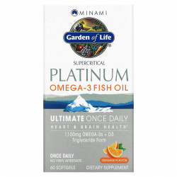 Minami Nutrition, Platinum, рыбий жир Омега-3 со вкусом апельсина, 60 мягких желатиновых капсул
