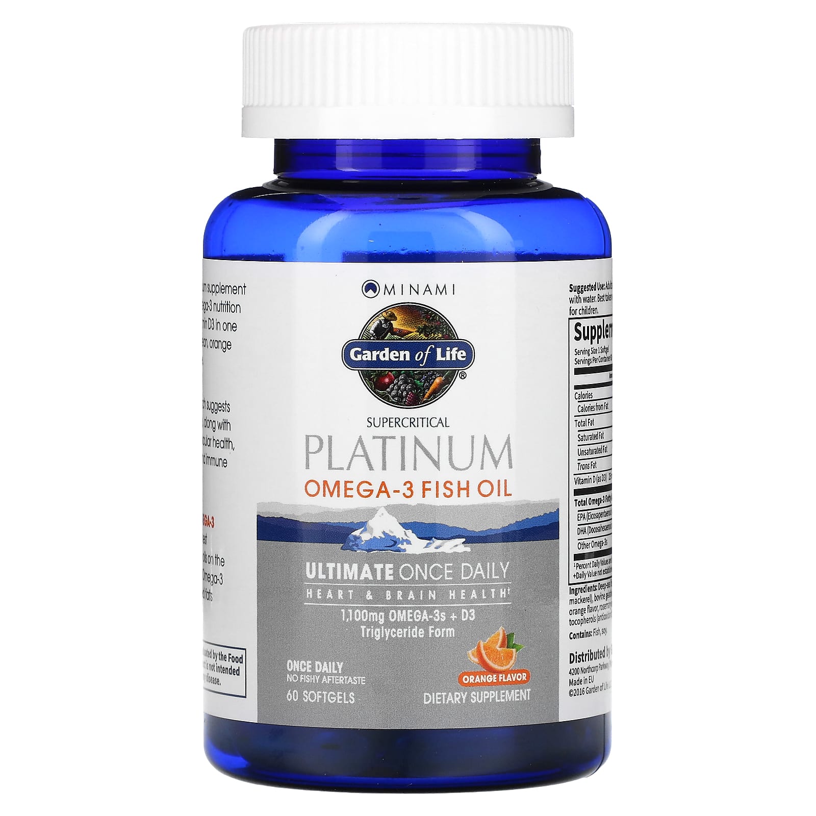 Minami Nutrition, Platinum, рыбий жир Омега-3 со вкусом апельсина, 60 мягких желатиновых капсул