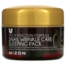 Mizon, Snail Wrinkle Care Sleeping Pack, ночная маска с муцином улитки против морщин, 80 мл (2,70 жидк. унции)