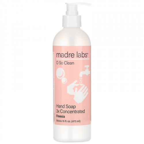 Madre Labs, мыло для рук тройной концентрации, фрезия, 1 пакетик и флакон многоразового использования 118 мл (4 жидк. унции)