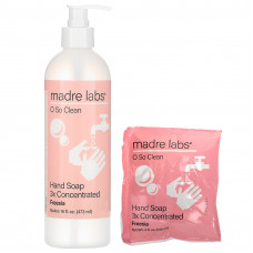 Madre Labs, мыло для рук тройной концентрации, фрезия, 1 пакетик и флакон многоразового использования 118 мл (4 жидк. унции)