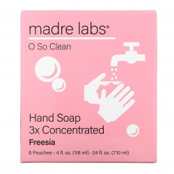 Madre Labs, мыло для рук, тройной концентрации, сменный блок, фрезия, 6 пакетиков по 118 мл (4 жидк. унции)