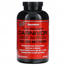 MuscleMeds, Carnivor Beef Aminos, 100% чистый говяжий протеин, 300 таблеток