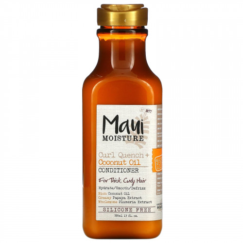 Maui Moisture, Curl Quench + Coconut Oil, кондиционер, для густых и вьющихся волос, 385 мл (13 жидк. Унций)