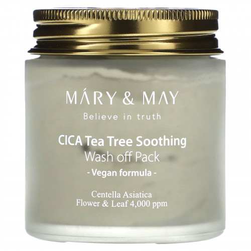 Mary & May, CICA Tea Tree Soothing, смываемая маска, 125 г (4,4 унции)