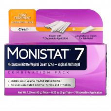 Monistat, 7-дневный лечебный крем, комбинированная упаковка, 7 одноразовых аппликаторов