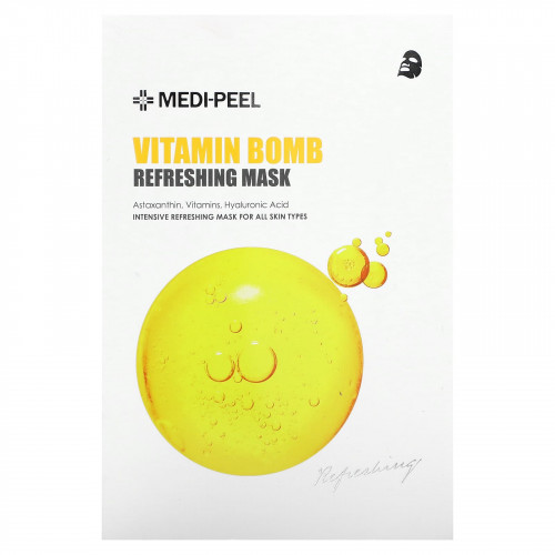 Medi-Peel, Освежающая маска для лица Vitamin Bomb, 10 шт. Масок по 25 мл каждая