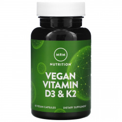 MRM Nutrition, веганские витамины D3 и K2, 62,5 мкг (2500 МЕ), 60 веганских капсул