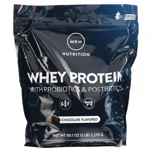 MRM Nutrition, сывороточный протеин, 2 млрд пробиотиков, шоколад, 2270 г (5 фунтов)