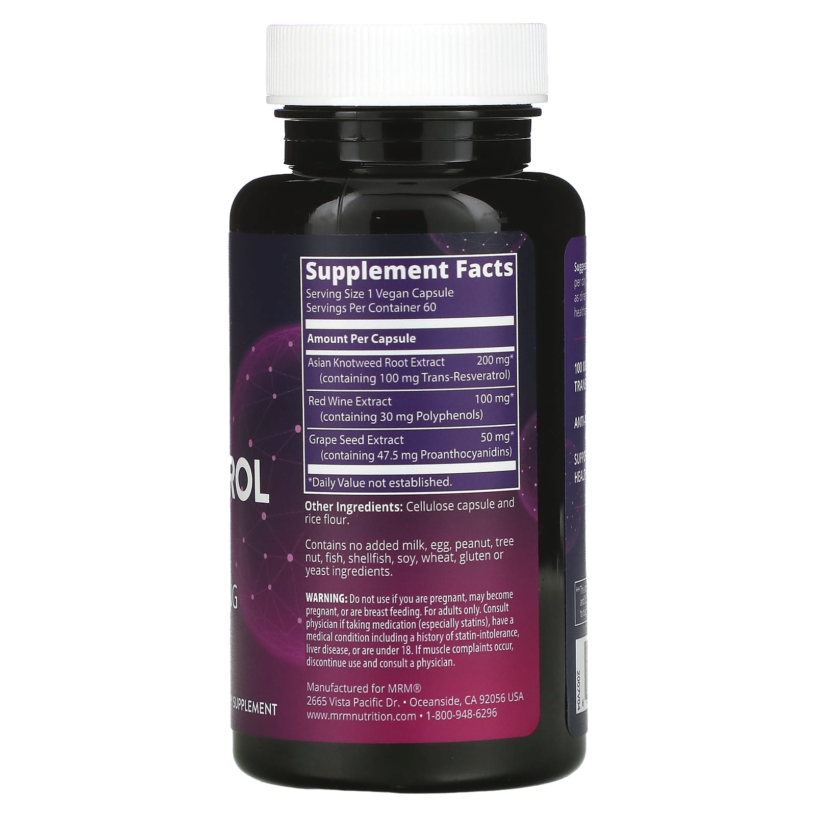 MRM Nutrition, Nutrition, ресвератрол, 60 веганских капсул