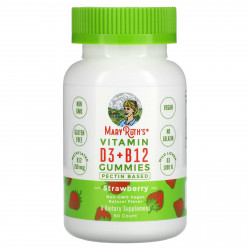 MaryRuth's, Жевательные мармеладки с витаминами D3 и B12, на основе пектина, клубника, 60 жевательных таблеток