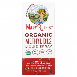 MaryRuth's, Organic Methly B12, жидкий спрей, повышенная сила действия, ягоды, 30 мл (1 жидк. Унция)