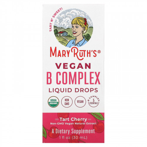 MaryRuth's, Vegan B Complex Liquid Drops, вишня, 30 мл (1 жидк. Унция)