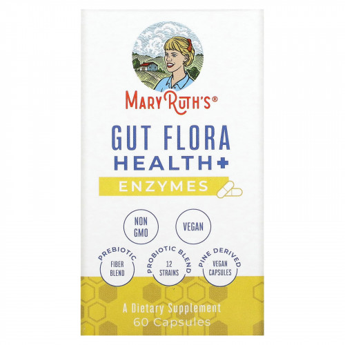 MaryRuth's, Gut Flora Health + Enzymes, 60 Capsules