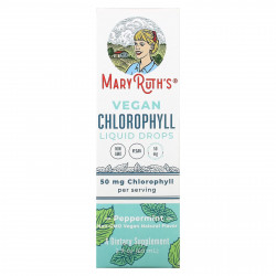 MaryRuth's, Vegan Chlorophyll Liquid Drops, перечная мята, 16,6 мг, 60 мл (2 жидк. Унции)