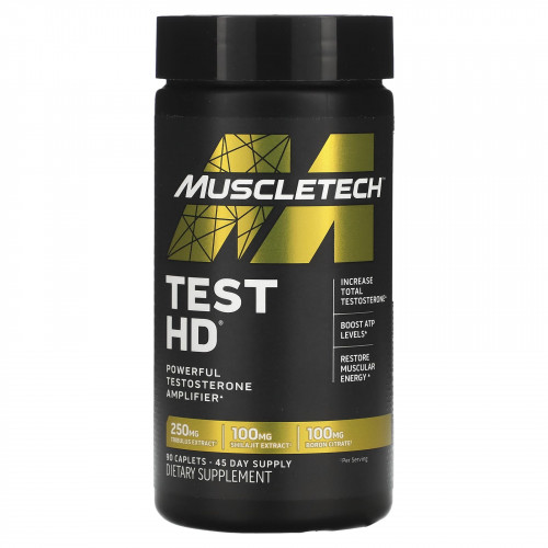 MuscleTech, Test HD, мощный усилитель тестостерона, 90 капсул