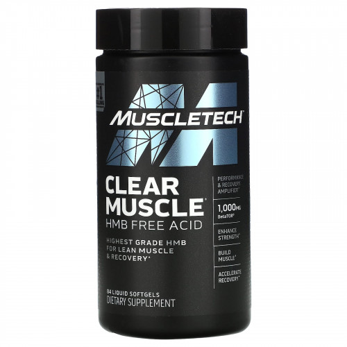 MuscleTech, Clear Muscle, HMB, свободная кислота, 84 капсулы с жидкостью