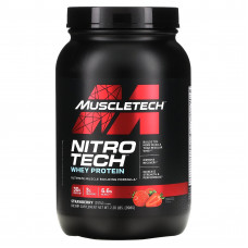 MuscleTech, Nitro-Tech, сывороточный изолят + смесь для роста сухой мышечной массы, клубничный вкус, 907 г (2 фунта)