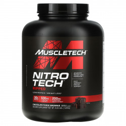 MuscleTech, Nitro Tech Ripped, чистый протеин + состав для похудения, со вкусом брауни с шоколадной помадкой, 1,81 кг (4 фунта)