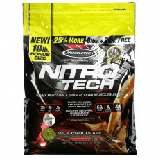 MuscleTech, Nitro Tech, сывороточный изолят и пептиды для роста сухой мышечной массы, со вкусом молочного шоколада, 4,54 кг (10 фунтов)