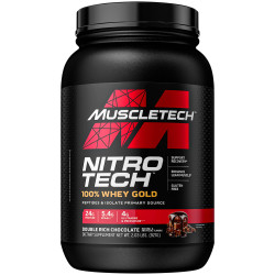 MuscleTech, Performance Series, Nitro Tech, 100% Whey Gold (100% сыворотка), двойной шоколад, 1,02 кг (2,24 фунта)