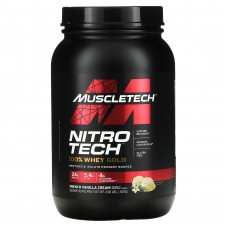 MuscleTech, Nitro Tech, 100% Whey Gold (100% сыворотка), французский ванильный крем, 907 г (2 фунта)