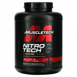 MuscleTech, Nitro Tech, 100% Whey Gold, сывороточный протеин в порошке, двойной шоколад, 2,51 кг (5,54 фунта)