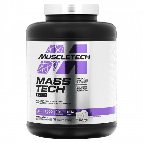 MuscleTech, Mass Tech Elite, Vanilla Cake, 6 lbs (2.72 kg)