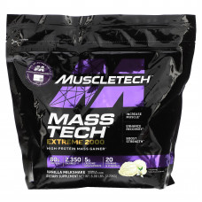 MuscleTech, Mass Tech Extreme 2000, молочный коктейль с ванильным вкусом, 2,72 кг (6 фунтов)