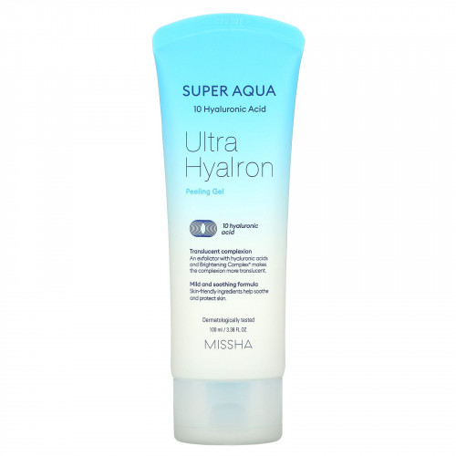 Missha, Super Aqua, Ultra Hyalron, гель-пилинг с гиалуроновой кислотой, 100 мл (3,38 жидк. унций)