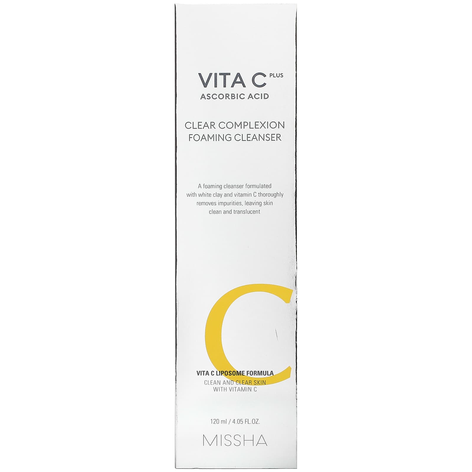 Missha, Vita C Plus Ascorbic Acid, Очищающая пенка для чистки лица, 4,05 жидких унций (120 мл)