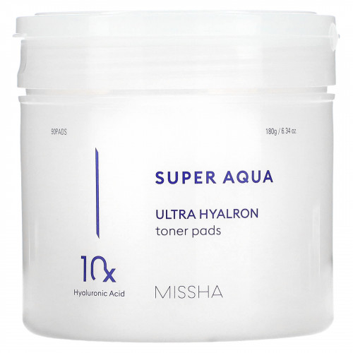 Missha, Super Aqua, тонер в салфетках для ультраувлажнения, 90 шт., 18 г (6,34 унции)