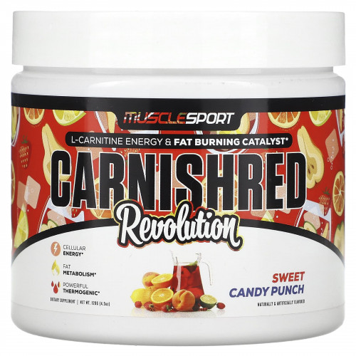 MuscleSport, Carnishred Revolution, сладкий конфетный пунш, 120 г (4,3 унции)