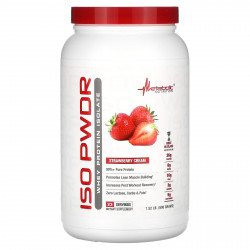 Metabolic Nutrition, ISOpwdr, изолят сывороточного протеина, клубничный крем, 690 г (1,52 фунта)