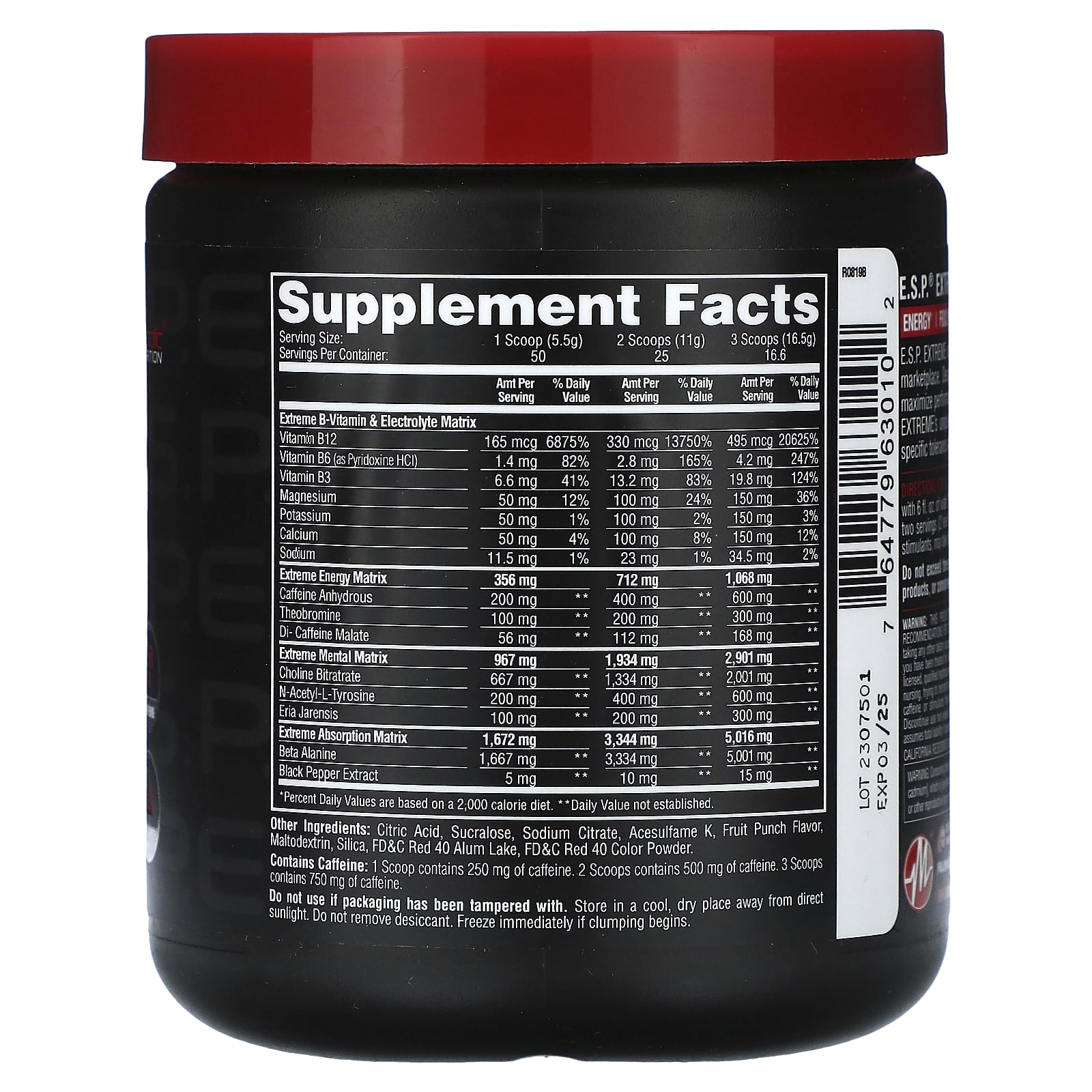 Metabolic Nutrition, ESP Extreme Energy Stimulant перед тренировкой, фруктовый пунш, 275 г (10 унций)