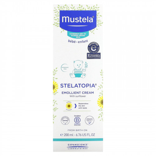 Mustela, Stelatopia, Смягчающий крем с подсолнечником, без отдушек, 6,76 жидких унций (200 мл)