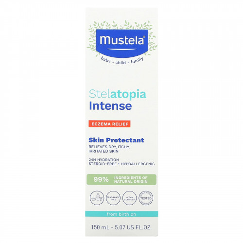 Mustela, Stelatopia Intense, средство от экземы, средство для защиты кожи, без отдушек, 150 мл (5,07 жидк. Унции)