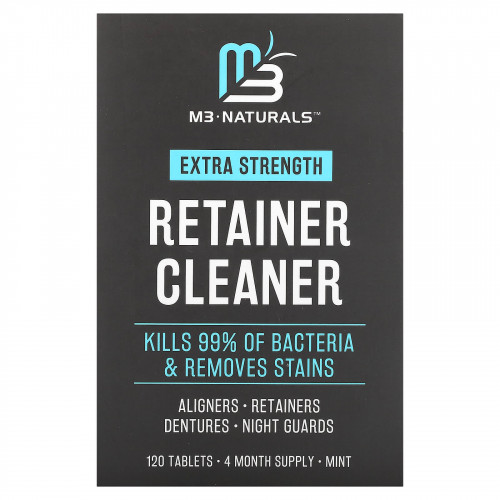 M3 Naturals, Retainer Cleaner, мята, 120 таблеток