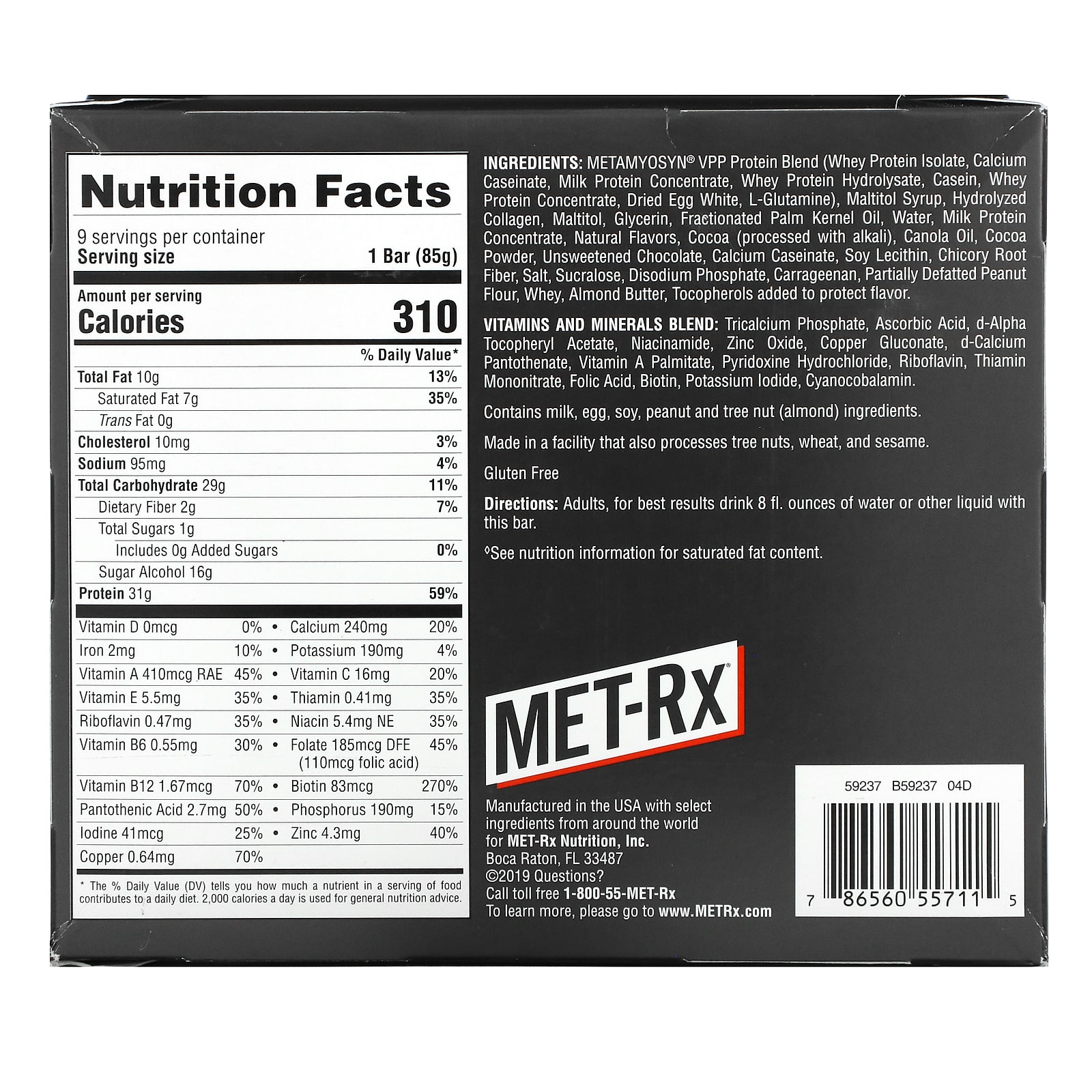 MET-Rx, PROTEIN PLUS, шоколадные кусочки, 9 батончиков, 85 г (3,0 унции) (Товар снят с продажи) 