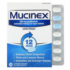 Mucinex, Mucinex, 20 двухслойных таблеток с замедленным высвобождением