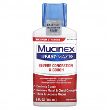 Mucinex, Fast-Max, сильное заложенность носа и кашель, максимальная сила действия, для детей от 12 лет, 180 мл (6 жидк. унций)