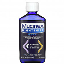 Mucinex, Nightshift, средство от простуды и гриппа, для детей от 12 лет, 180 мл (6 жидк. унций)