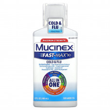 Mucinex, Fast-Max, средство от простуды и гриппа, максимальная сила действия, для детей от 12 лет, 180 мл (6 жидк. унций)