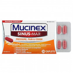Mucinex, Sinus-Max, давление, боль и кашель, для детей от 12 лет, 20 капсул