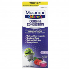 Mucinex, Children's, кашель и заложенность носа, для детей от 4 лет, с ягодным вкусом, 201 мл (6,8 жидк. унции)