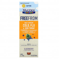 Mucinex, Children's, FreeFrom мультисимптомная простуда, грипп и боль в горле, дневная добавка с бузиной и вишней, для детей от 6 лет, 118 мл (4 жидк. унции)