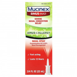 Mucinex, Sinus-Max, средство для устранения заложенности носа, 22 мл (0,75 жидк. унции)